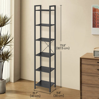 LEDREM 6-Tier BookshelfBookcaseShelving Unit,30 X 40 X 187.5 CmIndustrial from B&Q