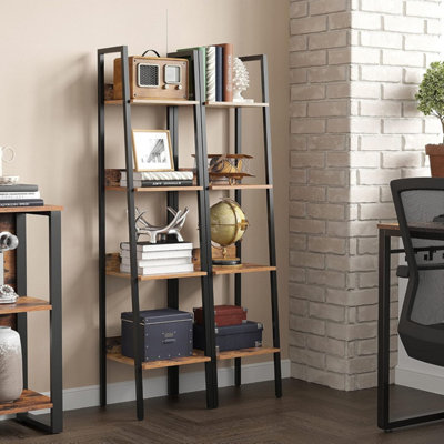 Songmics Ladder Shelf4-Tier Bookcase For Home OfficeFree Standing Storage ShelvesIndustrialRustic Brown And Black from B&Q