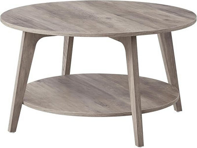 LEDREM Coffee Table2 Tier Round Coffee Table With StorageFor Living Room80 X 45 CmEasy To AssembleHeather Greige from B&Q