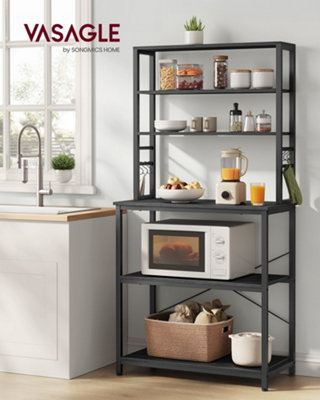LEDREM Kitchen Storage RackCoffee BarBakers RackTotal 6 Shelves And 6 HooksFor MicrowaveSteel FrameIndustrial from B&Q