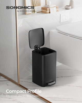 Songmics Bathroom Bin8L Small BinPedal Toilet Bin For Small SpacesSoft-Close LidSteelBlack from B&Q
