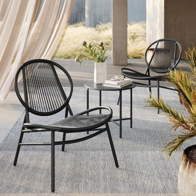 Songmics Garden Bistro Set3 PiecesAcapulco ChairsOutdoor SeatingSide Table And 2 ChairsConversation SetInk Black from B&Q