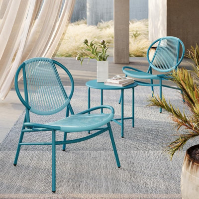Songmics Outdoor Bistro Set3 PiecesIndoor And Outdoor Acapulco ChairsSide Table And 2 ChairsLake Blue from B&Q