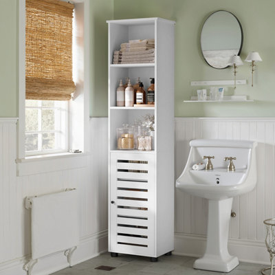 Ledrem Tall Bathroom Storage Cabinet UnitBathroom Floor CabinetWith 3 Open Compartments And 2 Adjustable ShelvesLiving Room from B&Q