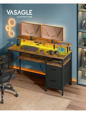 Songmics Vasagle Gaming Desk With Led Lights And Built-In Power OutletsComputer Desk With Monitor ShelfCorner Desk from B&Q