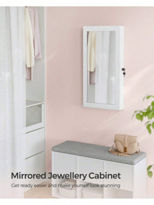 Songmics  Wall-Mounted Jewellery CabinetMirror With StorageLockable Mirrored CabinetJewellery Organiser With Mirror from B&Q