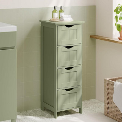 Songmics Bathroom Floor Storage CabinetBathroom Storage Unit With 4 DrawersBathroom Cabinet FreestandingLaurel Green from B&Q