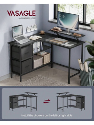 Songmics Vasagle L-Shaped Desk With 2 Spacious DrawersGaming Desk With Monitor StandComputer Desk With Adjustable Storage Shelf from B&Q