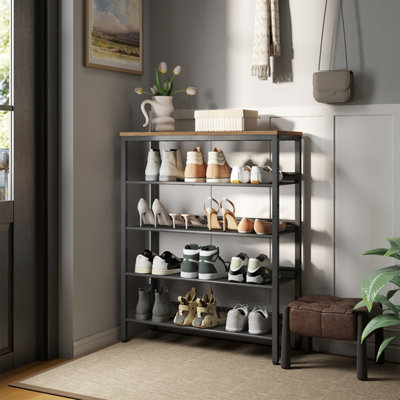 LEDREM Shoe Rack5-Tier Shoe Storage With Shelves And Large TopAdjustable Mesh ShelvesSpace-Saving For EntrywayHallwaySteel from B&Q