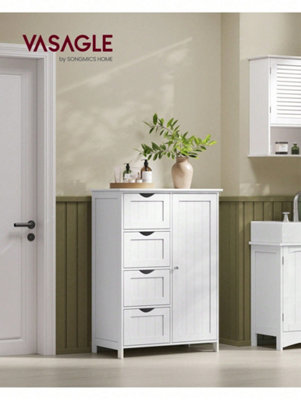 Songmics Vasagle Bathroom Floor Storage CabinetBathroom Storage Unit With 4 DrawersBathroom Cabinet FreestandingWith 1 Door from B&Q
