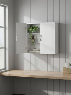 Ledrem Wall Storage Cabinet With Adjustable ShelvesMedicine Cabinet For BathroomSpace-SavingWhite from B&Q