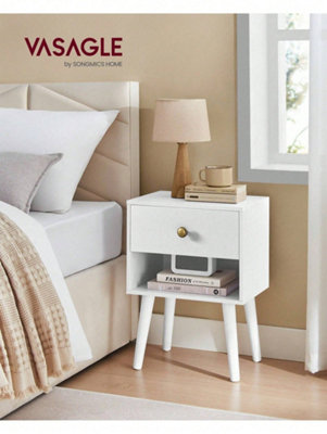 Songmics Vasagle Bedside TableSide Table With Storage Drawer And Open ShelfSolid Wood Legs,for Living Room,ebony Black,cloud White from B&Q
