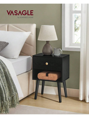 Songmics Vasagle Bedside TableSide Table With Storage Drawer And Open ShelfSolid Wood LegsEnd Table For Living Room from B&Q