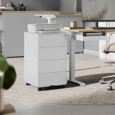 Songmics Filing Cabinet4 Lockable DrawersPre-AssembledOffice And Home UseOrganize Documents And StationeryCloud White from B&Q