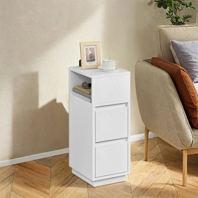 LEDREM Slim Bedside TablesSet Of 2Small Narrow Side End Tables With 2 Drawers1 Open Compartment Mounted from B&Q