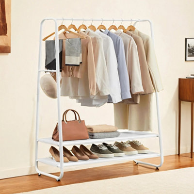LEDREM Clothes RailClothes Rack With 2 Shelves6 S HooksSteel Frame from B&Q