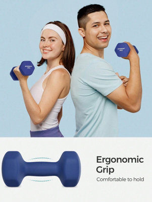 LEDREM Set Of 2 Dumbbells2 X 4 Kg Hand Weights With Neoprene CoatingHexagonal Dumbbells PairHome WorkoutBlue from B&Q