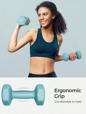 LEDREM Set Of 2 Dumbbells2 X 2 Kg Hand Weights With Neoprene CoatingHexagonal Dumbbells PairHome WorkoutLight Blue from B&Q