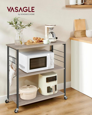 Songmics Vasagle Kitchen Shelf On WheelsServing Trolley With 3 ShelvesMicrowave ShelfFor Mini OvenToasterWith 6 Hooks from B&Q