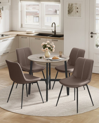LEDREM Dining TableRound Kitchen TableFor Living RoomOffice80 X 75 Cm (Diameter X Height)Heather Greige And Ink Black from B&Q