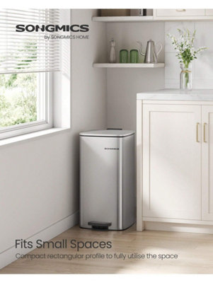 Songmics Kitchen Bin8-Gallon (30 L) Trash BinSteel Pedal BinWith Inner BucketSoft Close And Stays Open from B&Q