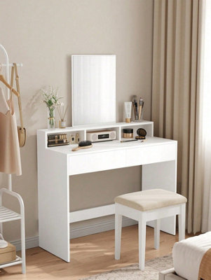 Songmics Vasagle Dressing Table With Large MirrorVanity Table With 2 Drawers And 3 CompartmentsMakeup TableModern White from B&Q