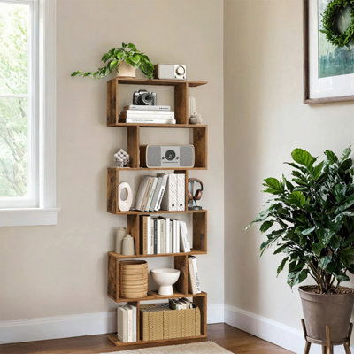 LEDREM Bookshelf6-Tier BookcaseRoom DividerCube Display ShelfFreestanding Storage ShelfFor Living RoomBedroomOffice from B&Q