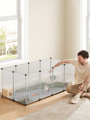 Songmics Pet Playpen With FloorSmall Animal EnclosureDiy Plastic CageIndoor Run For HamstersRabbitsHedgehogs White from B&Q