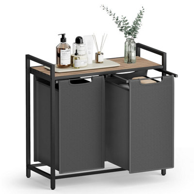 Vasagle Laundry Basket2-Compartment HamperPull-Out And Removable BagsSorterShelfMetal Frame2 X 46 L73 X 33 X 72 Cm from B&Q