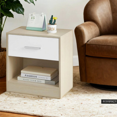 LEDREM NightstandsSet Of 2Side Tables With Drawer And ShelfBedside TablesEnd Tables With Open CompartmentFor Bedroom from B&Q