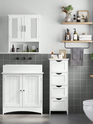 Songmics Vasagle Bathroom Cabinet With 4 DrawersChest Of Drawers30 X 30 X 82 CmFor A Living RoomKitchen And HallwaySpace Saver from B&Q