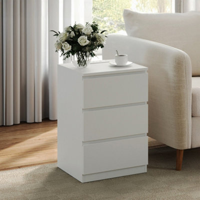 LEDREM Nightstand With Charging StationBedside TableSide End Table With 3 Drawers2 Ac Outlets2 Usb PortsFor BedroomWhite from B&Q