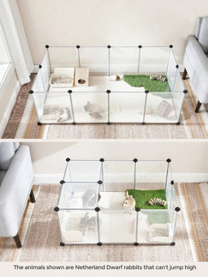Songmics Pet Playpen With FloorSmall Animal EnclosureDiy Plastic CageIndoor Run For HamstersRabbitsHedgehogsWhite from B&Q