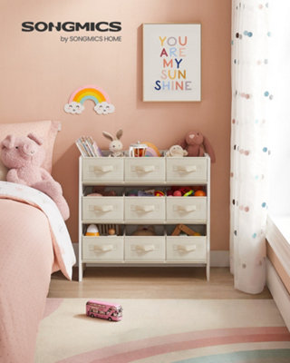 Songmics Children's Storage Shelf For Toys And BooksKid Toy Shelf With 9 Non-Woven Fabric Boxes,29.5 X 62.5 X 60 CmCloud White from B&Q