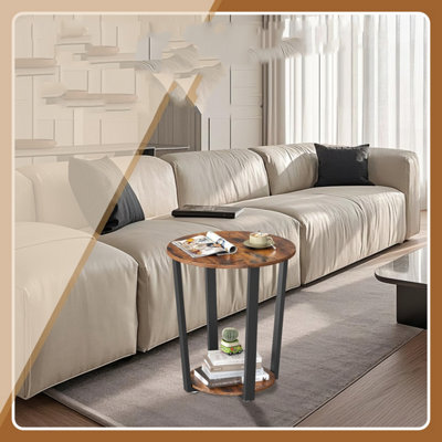 LEDREM Side Table Round Table With Steel Frame Easy Assembly from B&Q