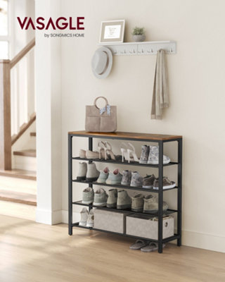 LEDREM Shoe RackShoe Storage Organiser With 4 Mesh Shelves And Large Surface For BagsShoe Shelf For Entryway from B&Q