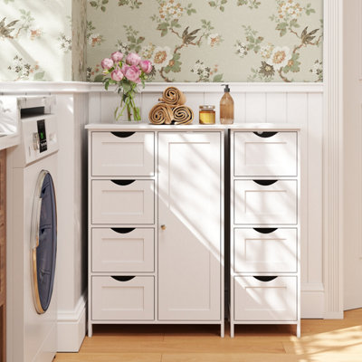 LEDREM Bathroom Floor Storage CabinetBathroom Storage Unit With 4 DrawersFreestanding Bathroom Cabinet With 1 Door30 X 55 X 82 Cm from B&Q