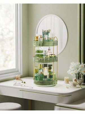 LEDREM Makeup Organiser Rotating3-Tier Round Skincare OrganiserCustomisableToiletries Cosmetics OrganiserGift from B&Q