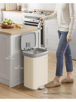 Songmics Kitchen Bin13 Gallon (50 L) Rubbish BinMetal Waste Pedal Bin With LidTall And Large from B&Q