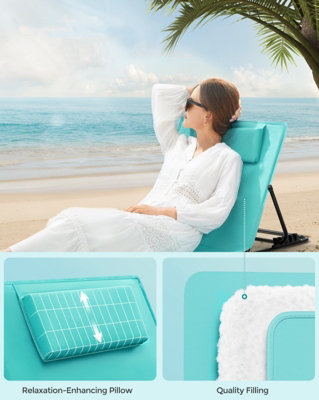 LEDREM Set Of 2 Beach Loungers With Infinitely Adjustable BackrestGreen from B&Q