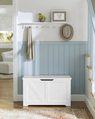 LEDREM Storage ChestStorage BenchBlanket Box With 2 Safety HingesShoe Storage BenchFarmhouse Style from B&Q