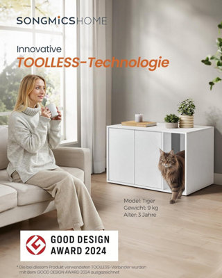B&Q -  Songmics Homee Superfast Toolless AssemblyCat Litter Box EnclosureHidden Litter Box FurnitureCat House