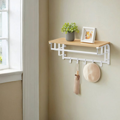 LEDREM Coat Rack Wall-MountedClothes Rail With 5 Removable Coat HooksFloating Shelf With Hanging RailFor Hallway from B&Q
