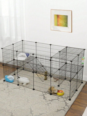 Songmics 2-Floor Metal Pet Playpen36 Grid PanelsCustomisable Cage Enclosure For Small Animals,rabbit HutchesIncludes Mallet from B&Q