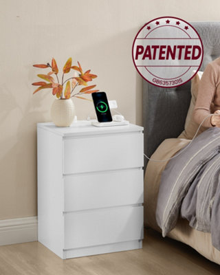 LEDREM Bedside Table With Charging StationSet Of 2Side End Tables With 3 Drawers2 Ac Outlets2 Usb PortsFor Living Room from B&Q