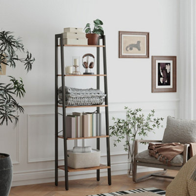 LEDREM Ladder Shelf5-Tier BookshelfStorage RackBookcaseFor Living RoomKitchenBedroomBrown And Black from B&Q