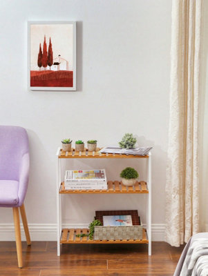 LEDREM Songmics Bamboo Storage Shelf3-Tier Plant Shoe RackMultipurposeIn The EntrywayBathroomLiving RoomBalconyKitchen from B&Q