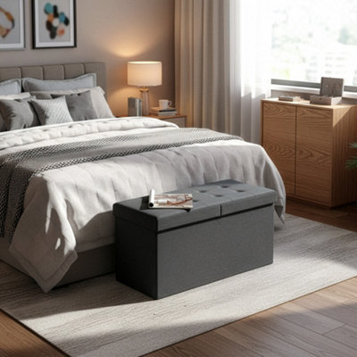 LEDREM Storage OttomanFoldable Storage Bench38 X 76 X 38 CmFlipping Lid300 Kg Load CapacityFor HallwayLiving RoomBedroom from B&Q
