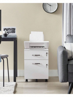Songmics Lockable File CabinetFiling Pedestal With 2 Drawers5 WheelsAnd Adjustable Hanging RailsTextured Surface from B&Q