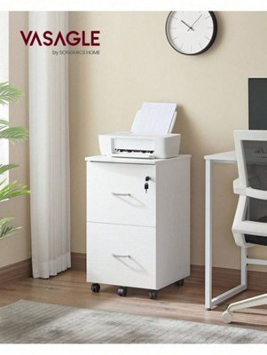 Songmics Vasagle 2-Drawer File Cabinet, Locking Filing Cabinet For Home Office, Small Rolling File Cabinet, Printer Stand